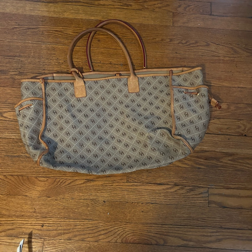Dooney & Bourke Gray and Tan Monogram Tote